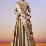 Banarasi Tissue Zardosi Kurta Lehenga With Tassels