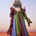 Multi Colour Fusion Lehenga With Dupatta